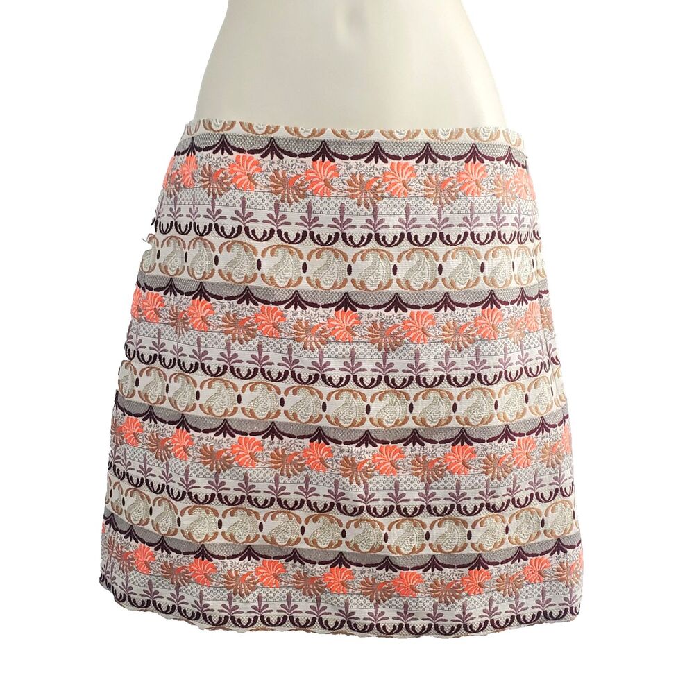LOFT Women’s Skirt Size 0 Floral Shimmer Brocade Mini Mosaic Jacquard A Line